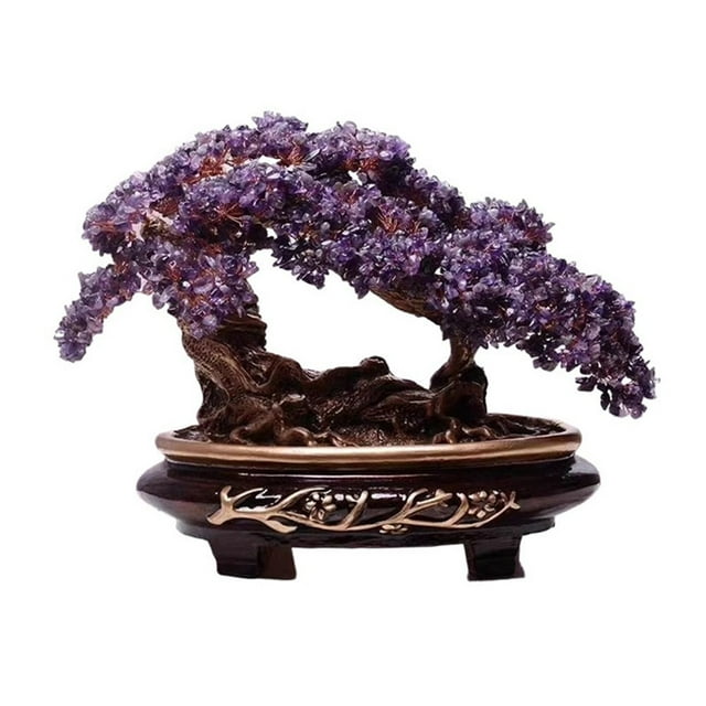 Bonsái de árbol de dinero de cristal for riqueza, fortuna y suerte, adorno for enfriador de vino en casa.