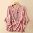thumbnail image 2 of Raeneomay Casual Plus Size Tunics Tops Tops for Women Women's Casual Short Sleeve Round Neck Tops Summer Loose Tee Shirts Blouse, 2 of 3