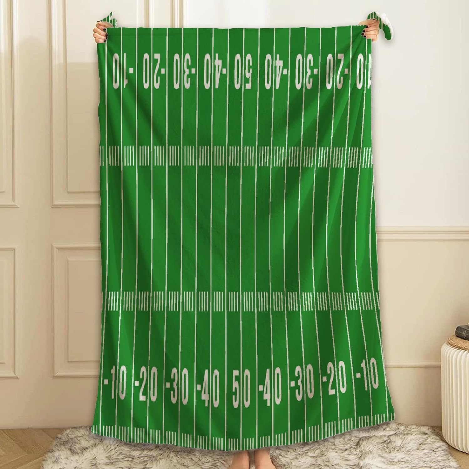 American Football Field Green Blanket Gifts Plush Fuzzy Cozy Soft Lightweight Blankets for Couch Air-Conditioning Quilts Decor Blanket for Chirstmas Birthday 60"x50" for Teens