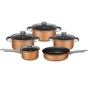 Brentwood 9-Piece Nonstick Copper-Clad Cookware Set with Glass Lids