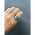 thumbnail image 3 of Copper Turquoise Ring-925 Silver Ring-Round Turquoise Ring-Cabochon Gift Ring, 3 of 6