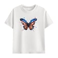 thumbnail image 4 of White Butterfly American Flag Kids 4th of July Outfit 2 Piece T Shirt Shorts Set for Kids Boys Girls Patriotic Summer Clothes,Size 7 T, 4 of 9