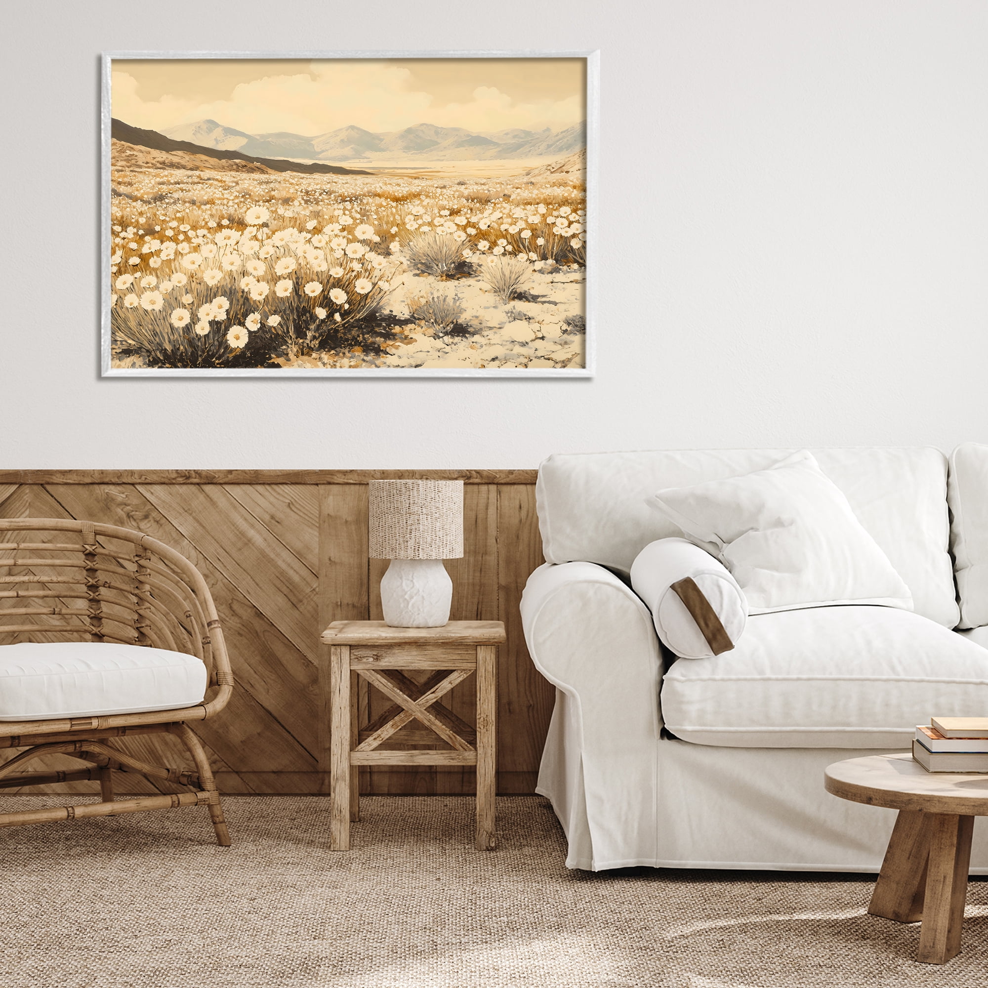 Stupell Industries Desert Wildflowers in Golden Valley White Framed Giclee Art, design by Franklyn Gregory