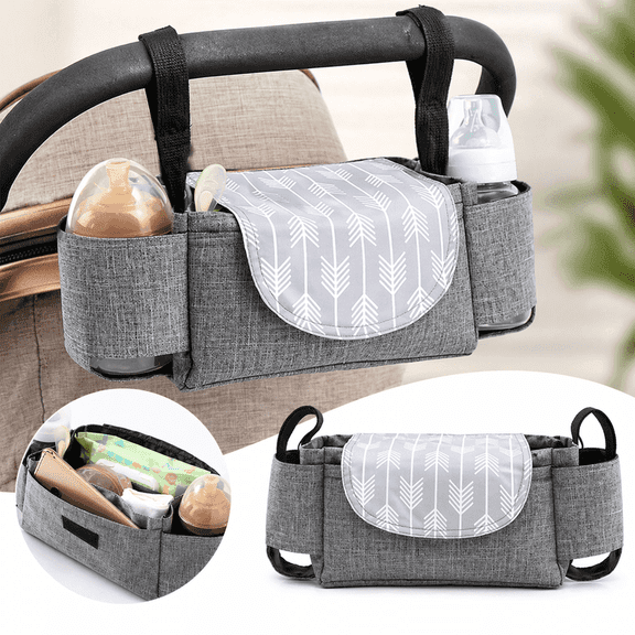 Stroller Organizer Bag with Bottle Holder, Large Storage Hanging Diaper Bag for Baby Stroller Accessories, Oxford Fabric