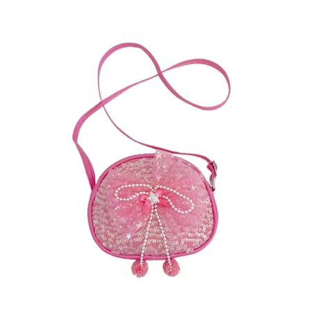 

Luckinbaby Sequin Bowknot Bag for Kid Girl Pearl Pendant Zipper Shoulder Bag