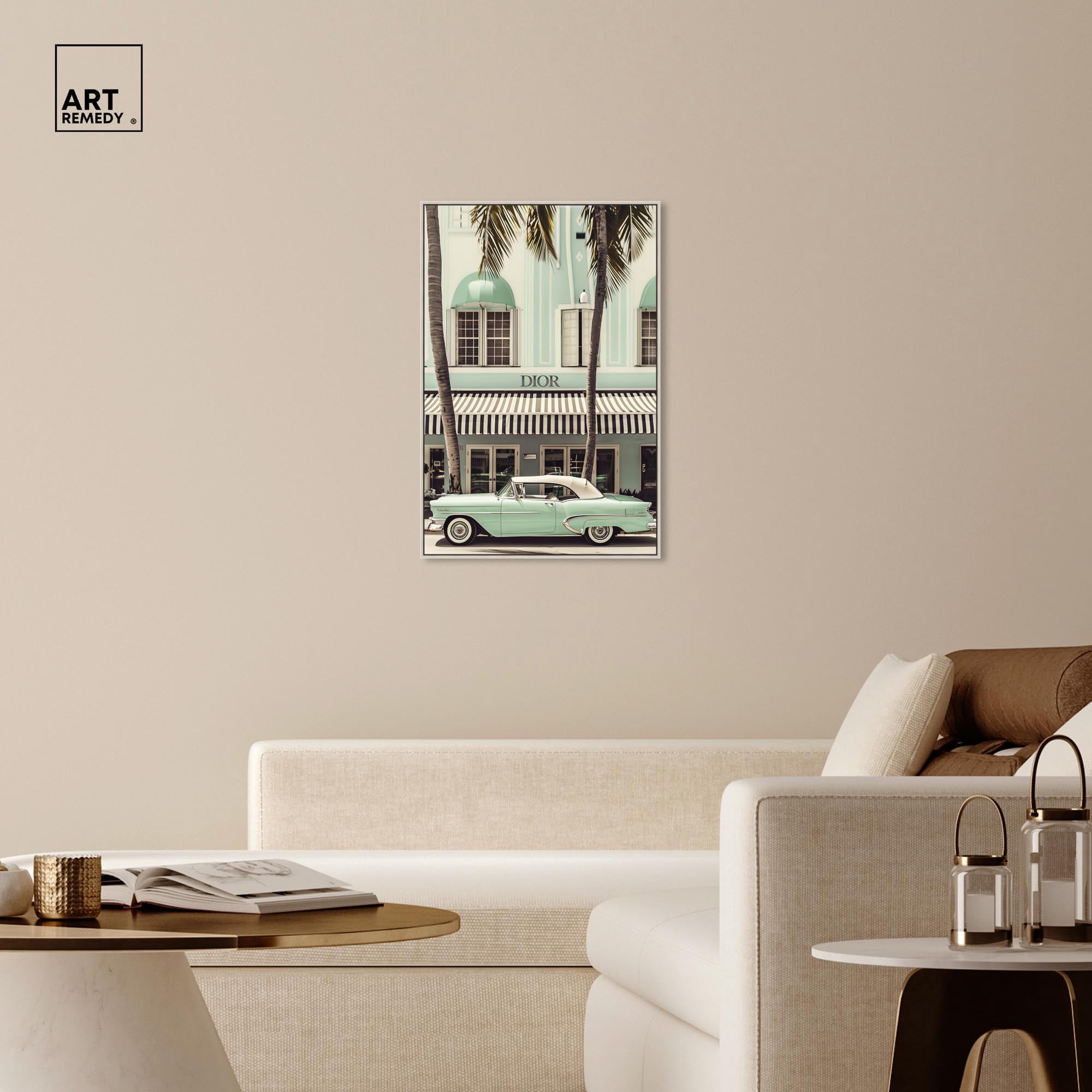 Art Remedy Retro Travel Photos Canvas, 24" x 36", Silver Frame, Vintage Mint Green Cruise