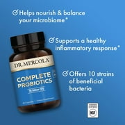 Dr. Mercola Complete Probiotics - 70 Billion CFU - Supports Immune, Digestive & Gut Health - Features 10 Strains - Shelf Stable - GMO-Free, Gluten-Free & Soy-Free - 30 Capsules (30 Servings)
