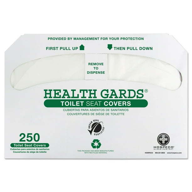 HOSPECO Health Gards Green Seal Recycled Toilet Seat Covers, White, 250