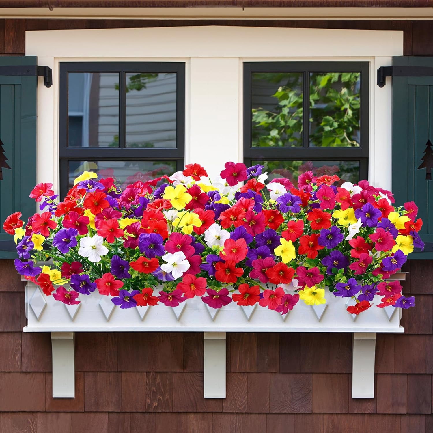 Waipfaru Artificial Flowers for Outdoors Fake Plants Outside Decoration, 24 Bundles UV Resistant Silk Morning Glory,Realistic Faux Flowers for Planter Porch Patio Yard Decor