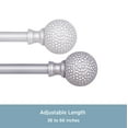 thumbnail image 4 of Kenney Hammered Ball Standard Steel Decorative Window Curtain Rod, 36-66" Adjustable Length, 3/4" Dia., Polished Pewter, 4 of 5