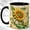 Black, variant on Ornate Sunflower Coffee Mug, Nature Floral Mug, Ceramic 11 oz