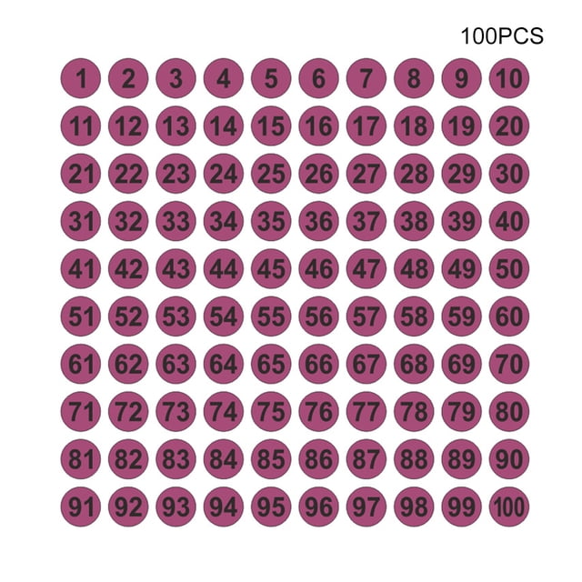 Lot de 100 Autocollants de Chiffres Consécutifs Utilisation à Long Terme Classification Inventaire Rangement Fait Main Fournitures d'Organisation Décalcomanies Noir sur Violet type 3
