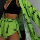 thumbnail image 5 of Pijama Holgado con Estampado para Mujer, Informal, con Cordones, de Larga y Pantalones Cortos de Cintura Alta, para el Hogar. Verde M, 5 of 10
