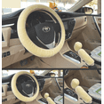 thumbnail image 1 of Steering Wheel Cover Plush, Universal Car Steering Wheel Cover Plush Telescopic Steering Wheel Cover Steering Wheel Cover for Car Accessories (light yellow), 1 of 2