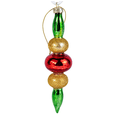 thumbnail image 3 of Finial Christmas Glass Ornament, Handmade Winter Holiday Ornament 6", Green/Red, 3 of 3