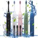 thumbnail image 1 of Cepillo de dientes eléctrico con 6 modos y 4 cabezales de cepillo - 45000/min, batería de 60 días, impermeable IPX7, carga USB, negro, 1 of 9