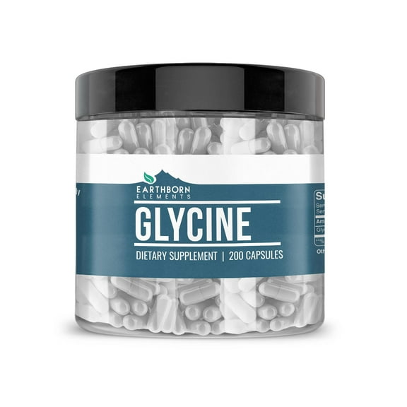 Earthborn Elements Glycine 200 Capsules, Pure & Undiluted, No Additives