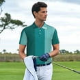 thumbnail image 3 of Yiaed Teal ColorPrint Men's Short Sleeve Polo Shirt,Golf Polo for Men Three-Button Golf Shirt Athletic Casual Collared T-Shirt- 3X-Large, 3 of 7