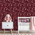 thumbnail image 3 of Peel and Stick Wallpaper 23.6in x 9.8ft White Floral Branches Burgundy Contact Paper Vinyl Waterproof Self Adhesive Wall Paper for Bedroom Shelf Cabinet Renter Friendly, 3 of 8