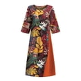 thumbnail image 4 of Up to 60% Off! pstuiky Sun Dresses for Women , Maxi Dress with Pockets Women Floral Printed V-Neck Long Sleeve Long Dresses Trendy Summer Boho Beach Sun Dress Leisure Dress on Sale Orange #2 XL E2, 4 of 4