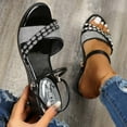 thumbnail image 5 of AXXD Black Sandals for Women Clearance Under $10 Summer Casual Round-toe Chunky Heel Middle Heel Rhinestone Decoration, 5 of 5