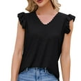 thumbnail image 1 of Elegante camiseta de manga corta con cuello en V sólido para mujer Blusa suelta Tops OAVQHLG3B Store lin121212, 1 of 5