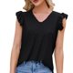 thumbnail image 1 of Elegante camiseta de manga corta con cuello en V sólido para mujer Blusa suelta Tops OAVQHLG3B Store lin121212, 1 of 5
