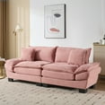 thumbnail image 3 of SEENYOO 84.00" Lounge Sofa, Living Room Sofas; Corduroy Sleeper Loveseat with Pillows, Upholstered Deep Seat Sofa for Multi-Space Use, Pink ., 3 of 16