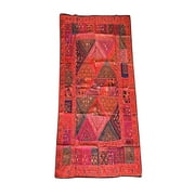 Mogul Tapestry Headboard Banjara Mirror Artisan Red Bohemian Wall Hanging Throw 90X 80