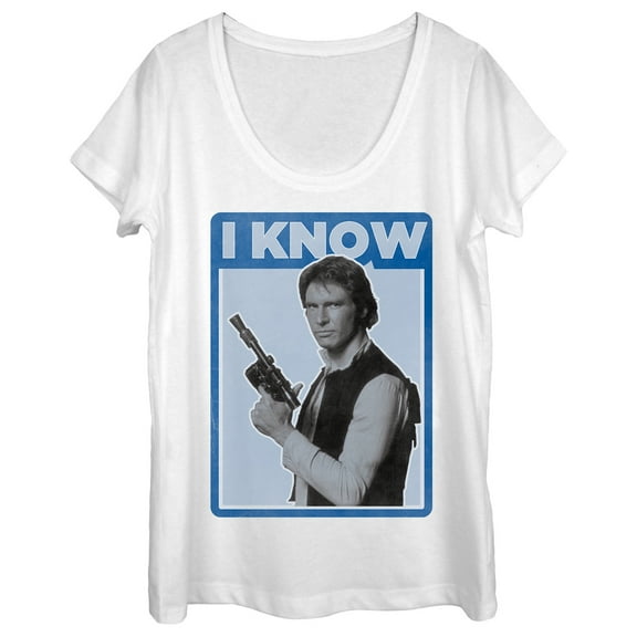 Women's Star Wars Han Solo Quote I Know Scoop Neck White 2X Large