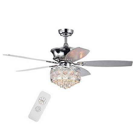 

Oukaning Crystal ceiling fan chandelier 52 inches with remote control for home