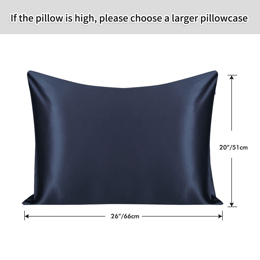 PiccoCasa 25 Momme Silk Pillowcase with Zipper Closure, Standard Navy Blue
