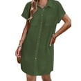 thumbnail image 2 of Vestido Zeagoo de lino para mujer, verano 2025, cuello en V, manga corta, 2 of 6