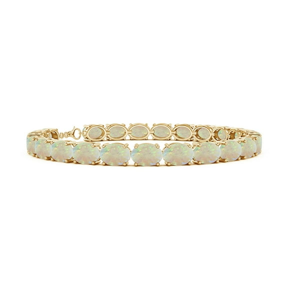 Angara Natural 10.8 ct Oval Opal Tennis Bracelet for Women (Size-7x5mm) - October Born Jewelry | 14K Yellow Gold Bracelet
