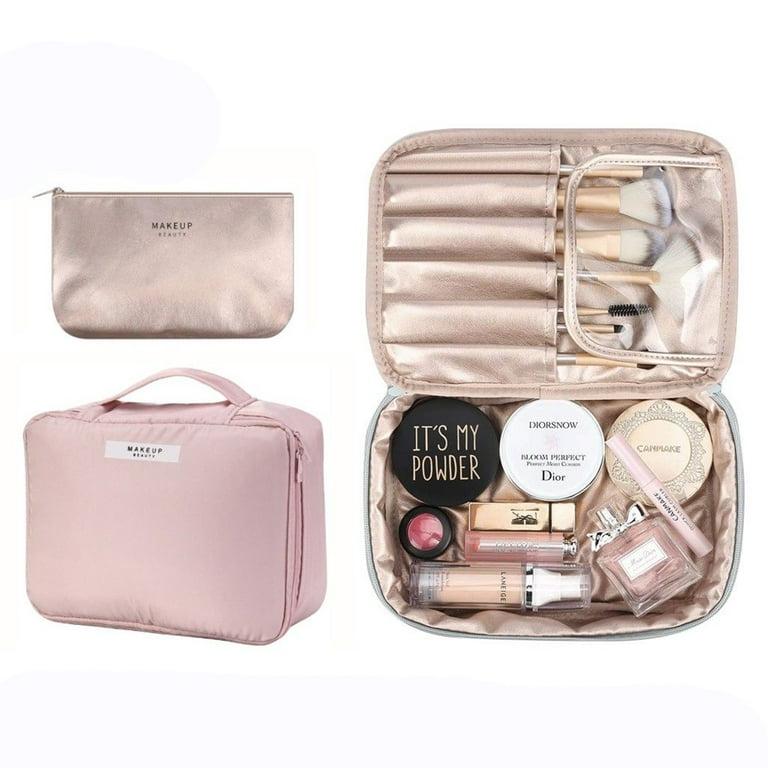 VONTER Makeup Train Cases Professional Travel Makeup Bag Cosmetic Cases  Organizer Portable Storage Bag for Cosmetics Makeup Brushes Toiletry Travel  Accessories - PINK 