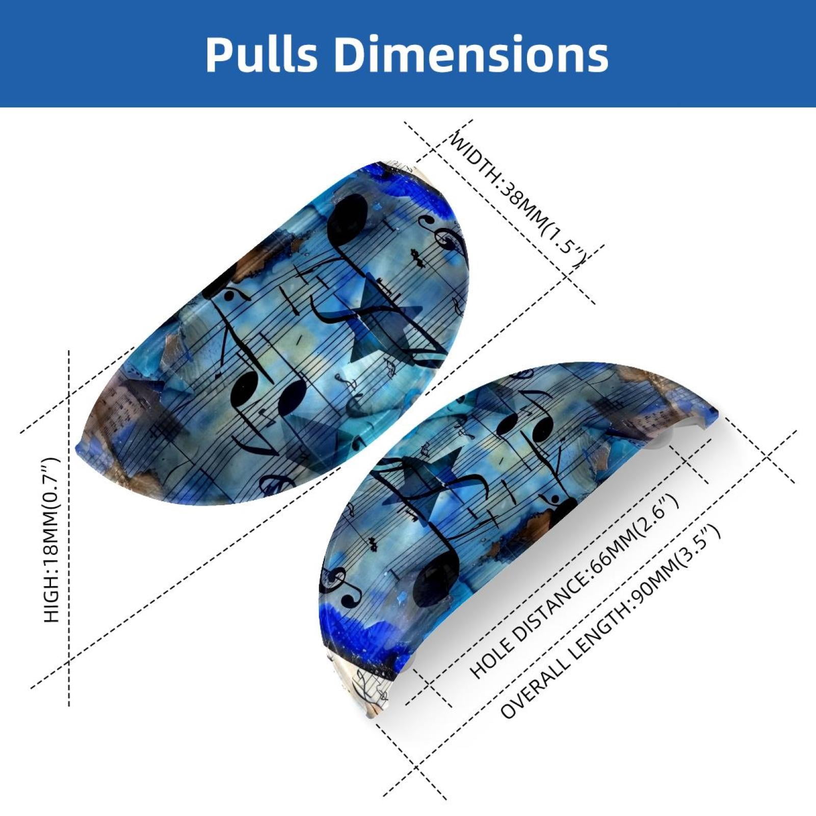 PhooArto 6 Pcs Cup Drawer Pulls, Music Notes Blue Stars Shell Shape Handles Cabinet Knobs for Dresser Cupboard Closet Wardrobe with Screws
