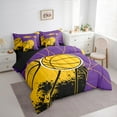 thumbnail image 3 of Feelyou Boys Cartoon Basketball Twin Bedding Sets 7-Piece, Purple Yellow Stripes Geometric Bedding Comforter Set, Modern Ball Game Reversible Sheet Sets, Ultra Soft Home Decor, 3 of 7