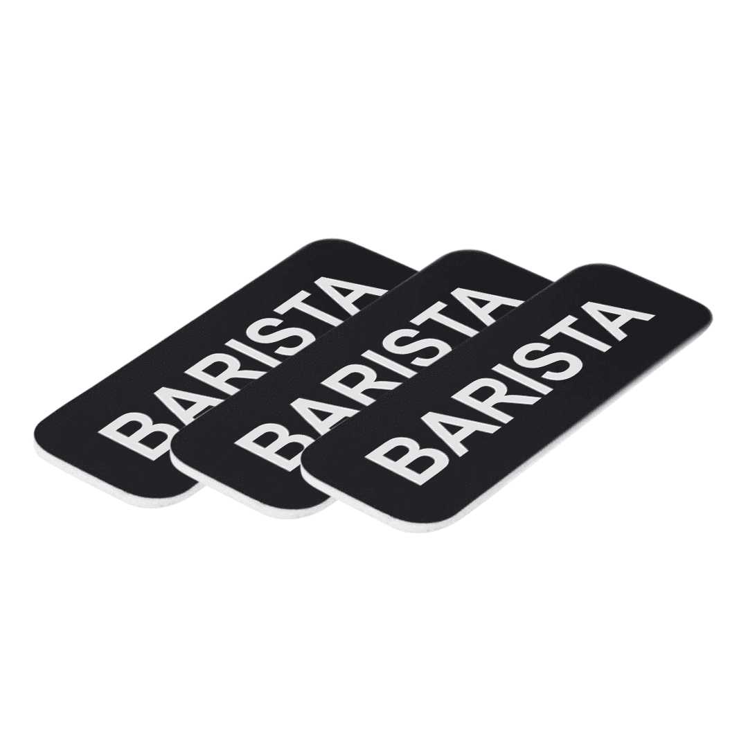 Barista 1 x 3" Name Tag/Badge, Black, (3 Pack)
