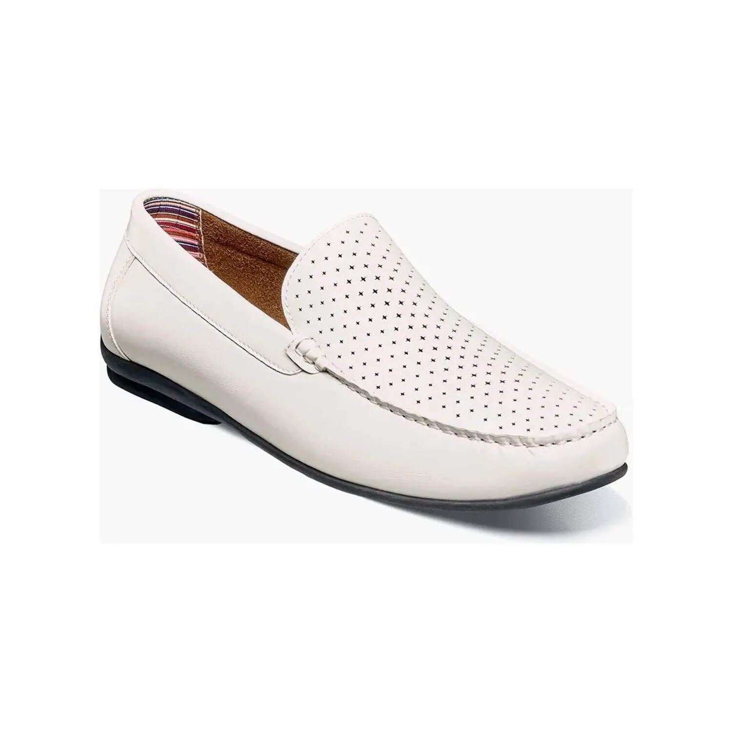 New! STACY ADAMS Belvan Leather Moc Toe Men\'s Shoes Slip-on White Size 7.5 Stacy Adams Size 7.5 Belvan Leather Ornamental White Leather  main image 2