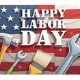 thumbnail image 4 of Decorative Design Happy Labor Day Banner American Flag Elements Patriotic Celebration Polyester Material Hammer Wrench for Labor Day Party Outdoor Event Indoor Decoration, 4 of 7