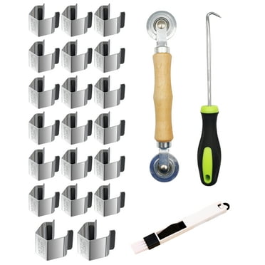 Screen Door Tool Kit - 20 Pieces Screen Installer Clips with Screen Rolling Tool and Removal Door Hook Screen Repair of Kit Mechanic Tools Set for Installing Window and Door Screens