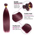 thumbnail image 3 of #99j Burgundy Bundles de cabello humano liso, 3 paquetes de 12 a 34 pulgadas, 3 of 9