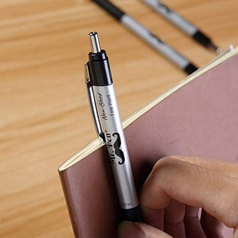 Mr. Pen Non-Bleed Fine Point Pens, Fine Tip, Black 0.7mm, Pack of 6