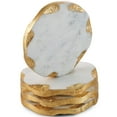 thumbnail image 3 of Godinger Round Coasters Gold Edge, Marble Coaster Set, Table Protection, Set of 4, 3 of 5