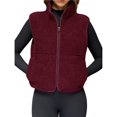 thumbnail image 4 of Chaleco de Mujer Sin Mangas, Chaqueta de Invierno de Forro Suave, Cuello Alto, de Cremallera y Bolsillo Rojo Cereza XL, 4 of 10