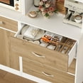thumbnail image 3 of Homfa 71" Tall Bookcase with Glass Doors and 3 Drawers, White Bookshelf Storage Cabinet with Adjustable Shelf, Freestanding Display Bookcase for Living Room, Home Office, White Khaki, 3 of 9