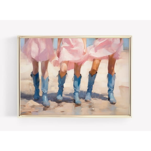 3 Cowgirls Blue Boots Girly Western Trendy Print, Cowgirl Wall Art, Cowboy Boots, Preppy Decor, Dorm Decor Wall Art, Modern Wall Decor, 8x12 UNFRAMED