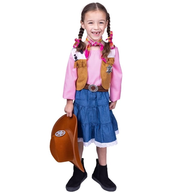 Disfraz de vaquera Dress Up America para niñas con camisa, chaleco y falda