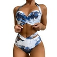 thumbnail image 1 of Women Swimsuits Water Color Print Push Up Tops High Waist Shorts Bikini Set Blue Womens Bathing Suits M, 1 of 6