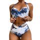 thumbnail image 1 of Gibobby Bañador de Bikini de corte con cuello Empuje la cintura Dos piezas hacia arriba Tops + Pantalones cortos Bikini de dos piezas con parte delantera(Azul,G), 1 of 5